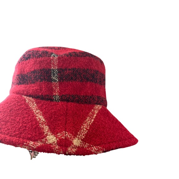 Burberry Accessories - Burberry Red Black Plaid Wool Blend Bucket Hat Women's Size Small Medium